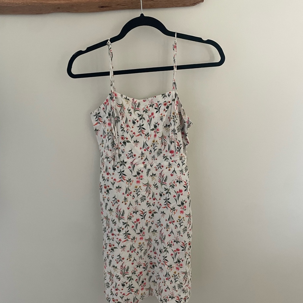 Old Navy White Floral Spaghetti Strap Dress with Pink & Green